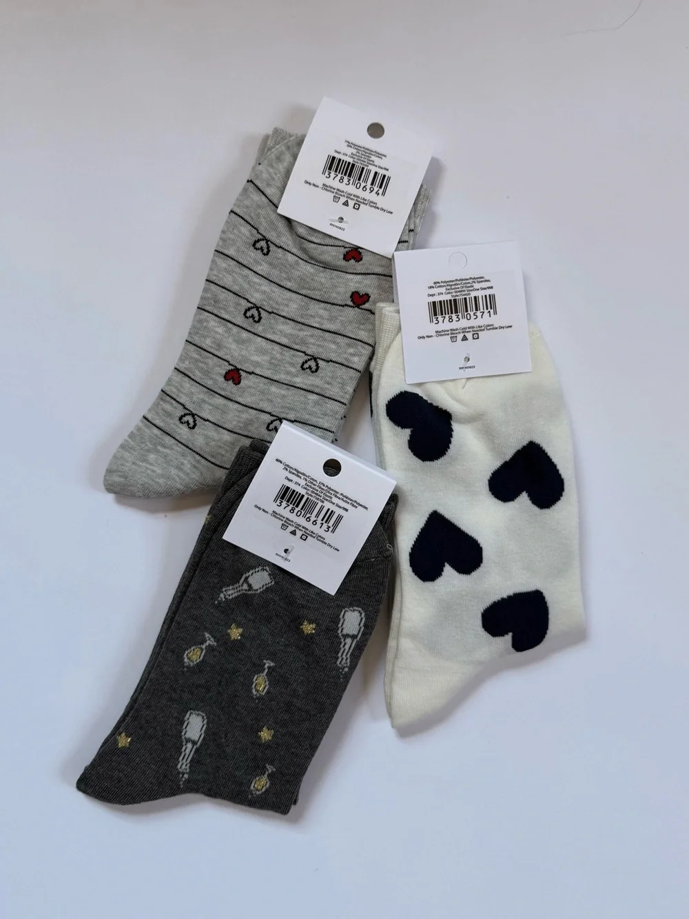 NWT LOFT 3-Pair Novelty Socks Hearts & Champagne Bundle MSRP $36